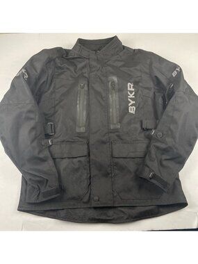 BYKR Adventure Touring Motorcycle Jacket Men’s L Armor Inserts Canvas Waterproof